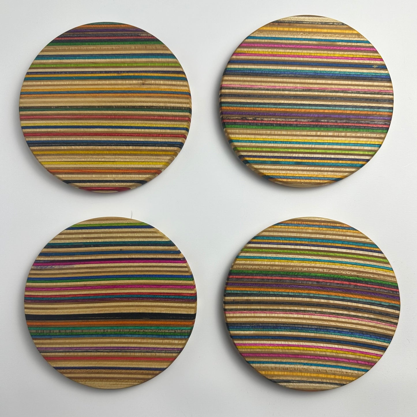 Recycled Skateboard Circle Coasters