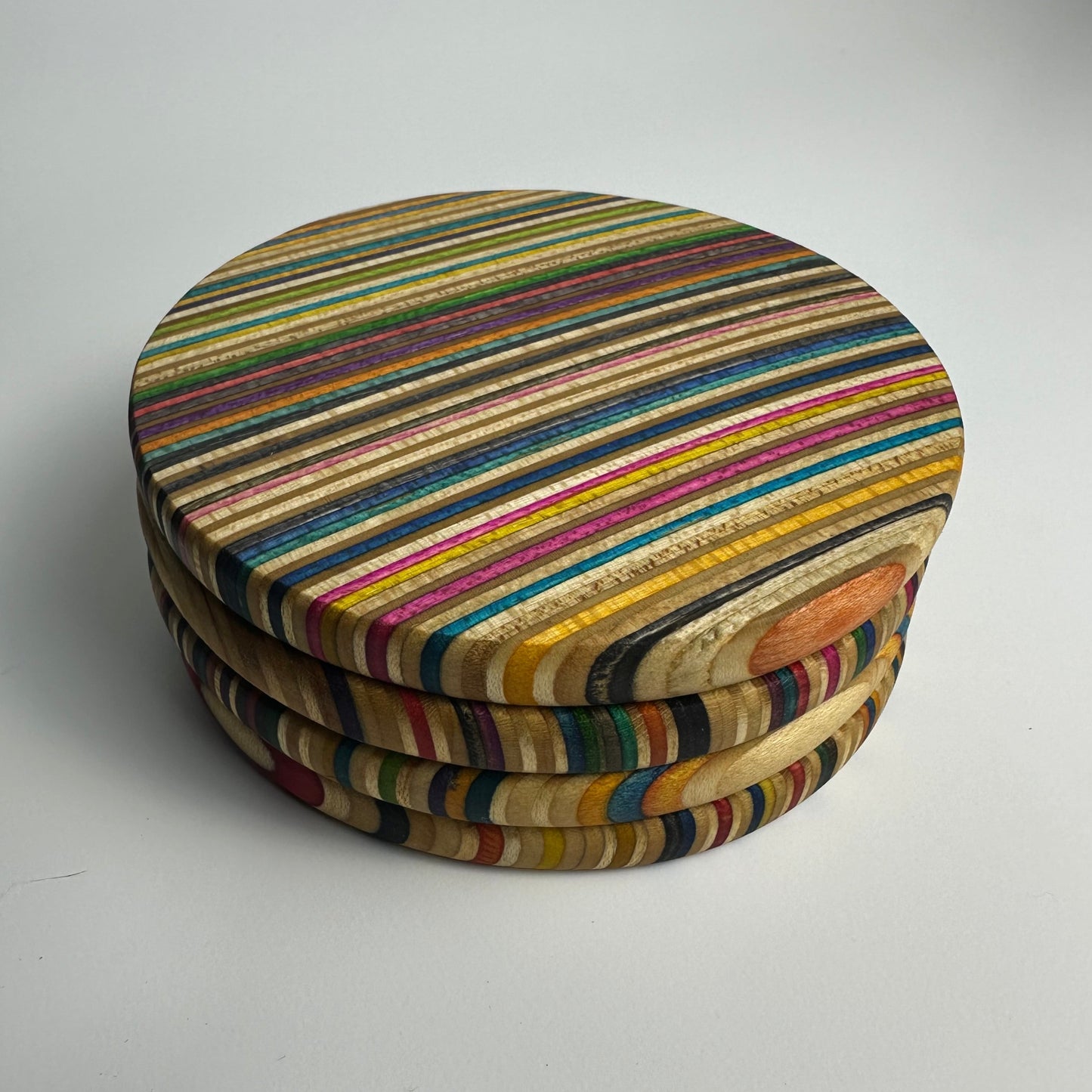 Recycled Skateboard Circle Coasters